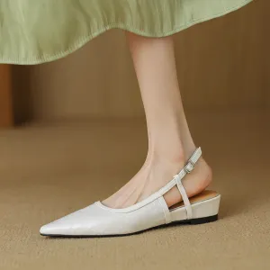 TAVIMART  -  Summer Sandals Retro Ladies Closed  Toe Slingbacks Shoes Spring Vintage Pointed Toe Shoes Wedge Heel Women Silver Sandals