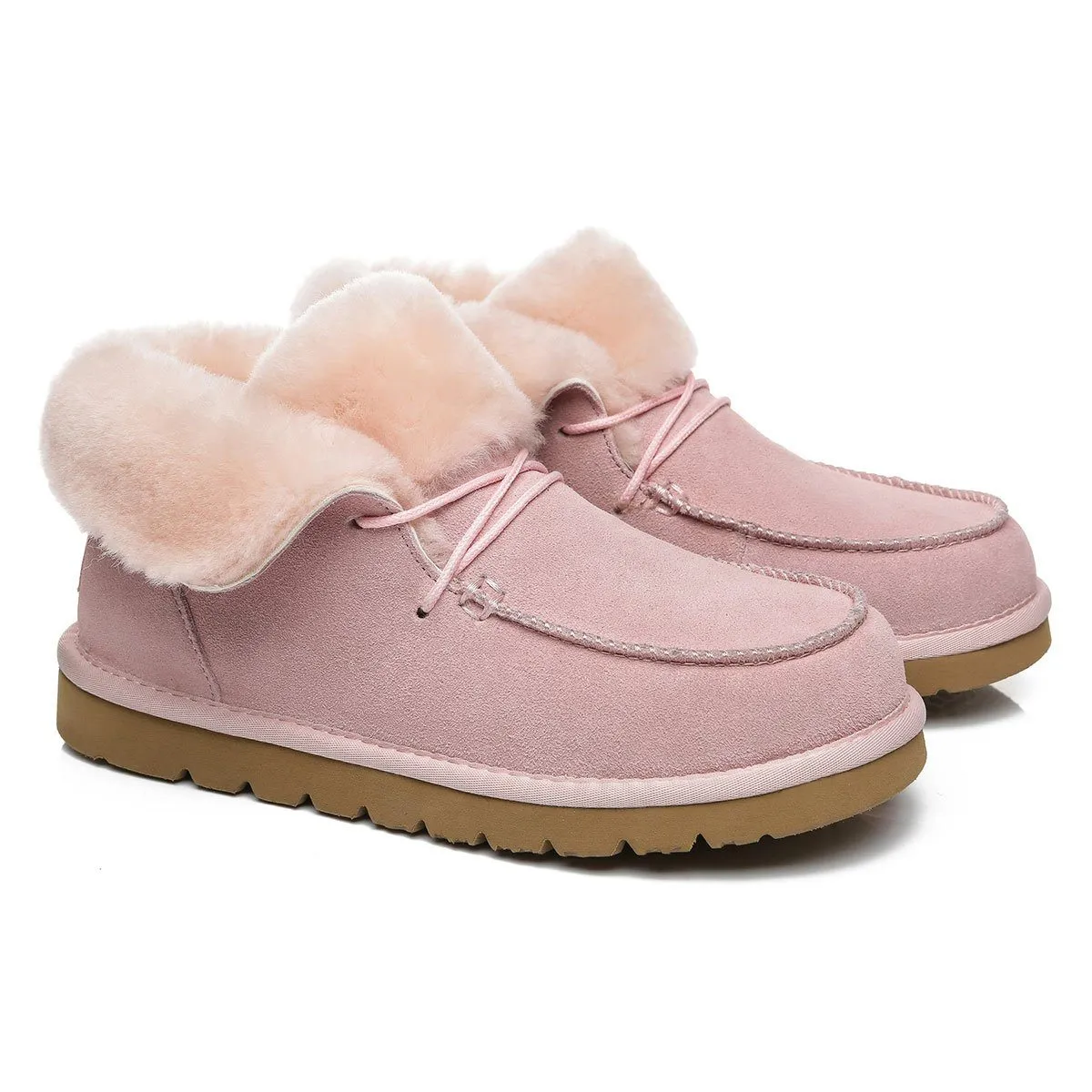 UGG Alana Wool Collar Ankle Sheepskin Boots