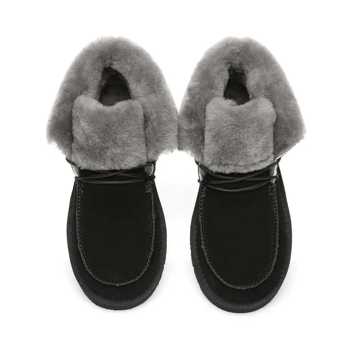 UGG Alana Wool Collar Ankle Sheepskin Boots