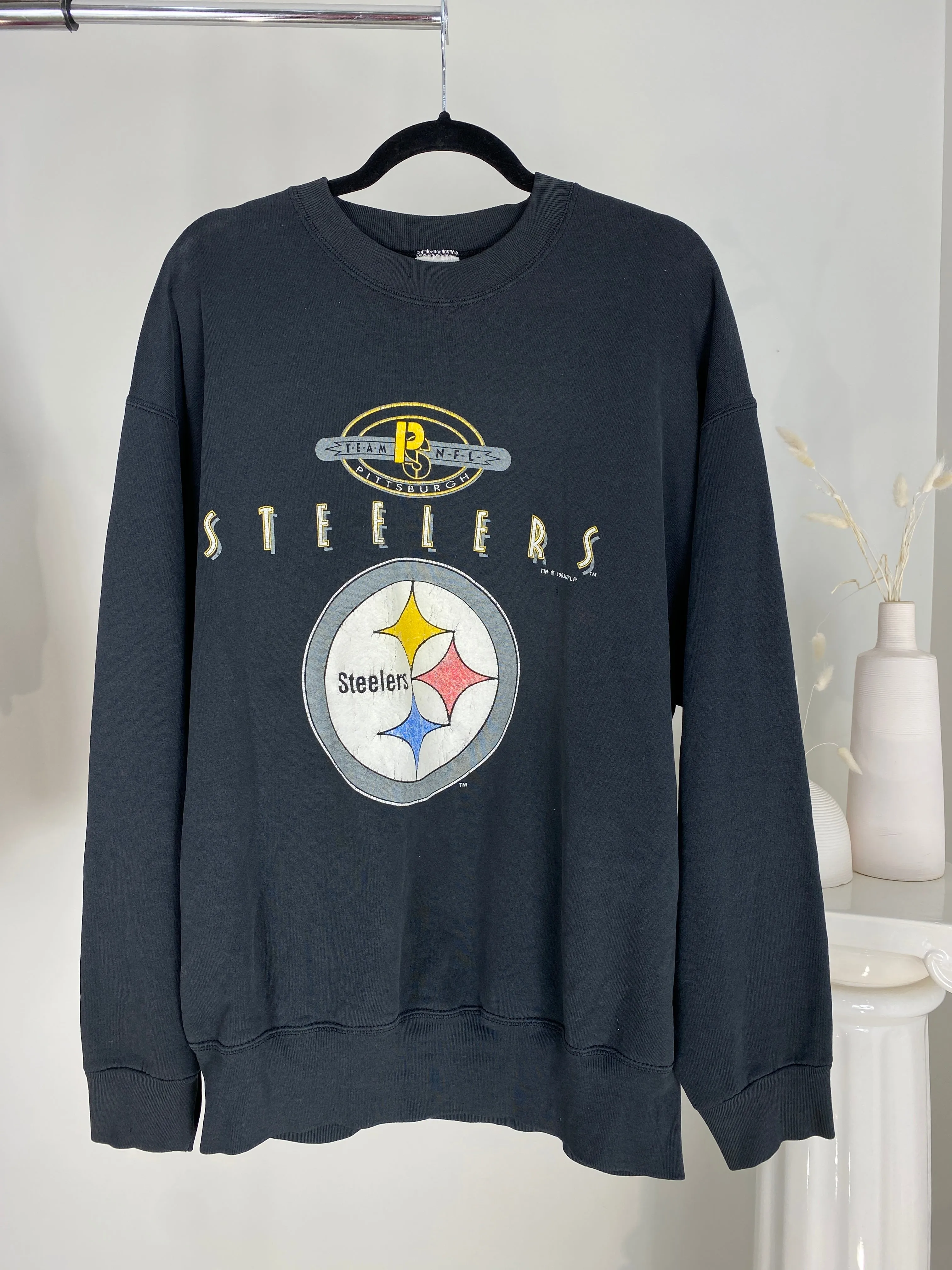 VINTAGE 1993 PITTSBURGH STEELERS BLACK NFL CREWNECK