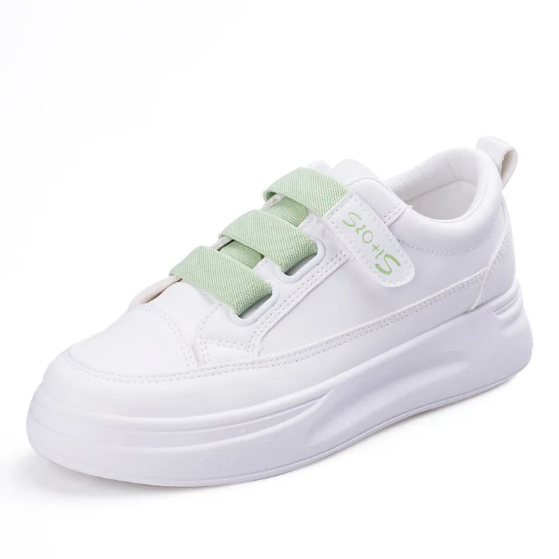 Women's Female Velcro White Spring Board Shallow Canvas Shoes