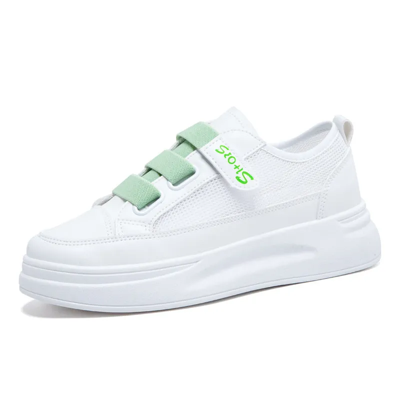 Women's Female Velcro White Spring Board Shallow Canvas Shoes