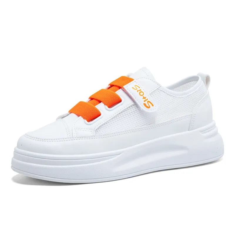 Women's Female Velcro White Spring Board Shallow Canvas Shoes