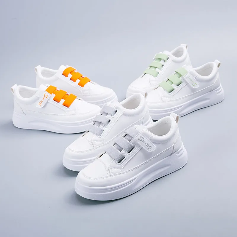 Women's Female Velcro White Spring Board Shallow Canvas Shoes