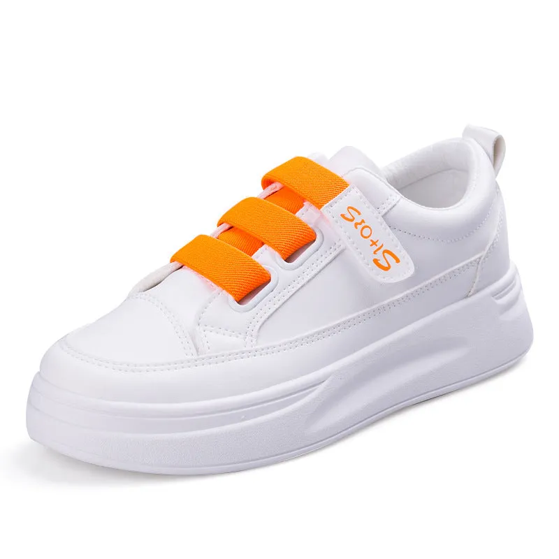 Women's Female Velcro White Spring Board Shallow Canvas Shoes