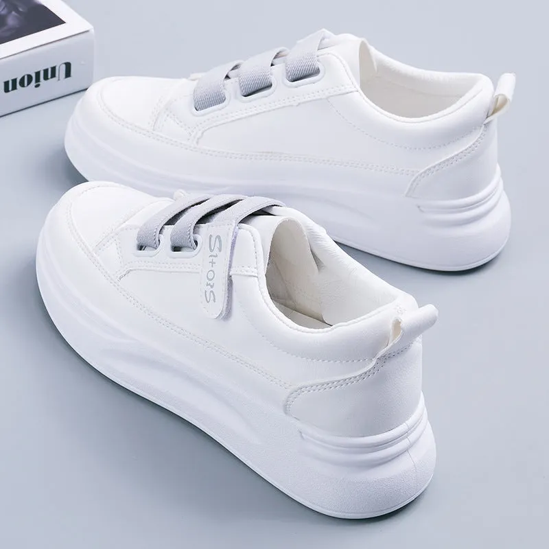 Women's Female Velcro White Spring Board Shallow Canvas Shoes