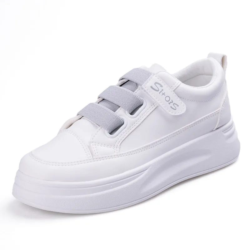 Women's Female Velcro White Spring Board Shallow Canvas Shoes