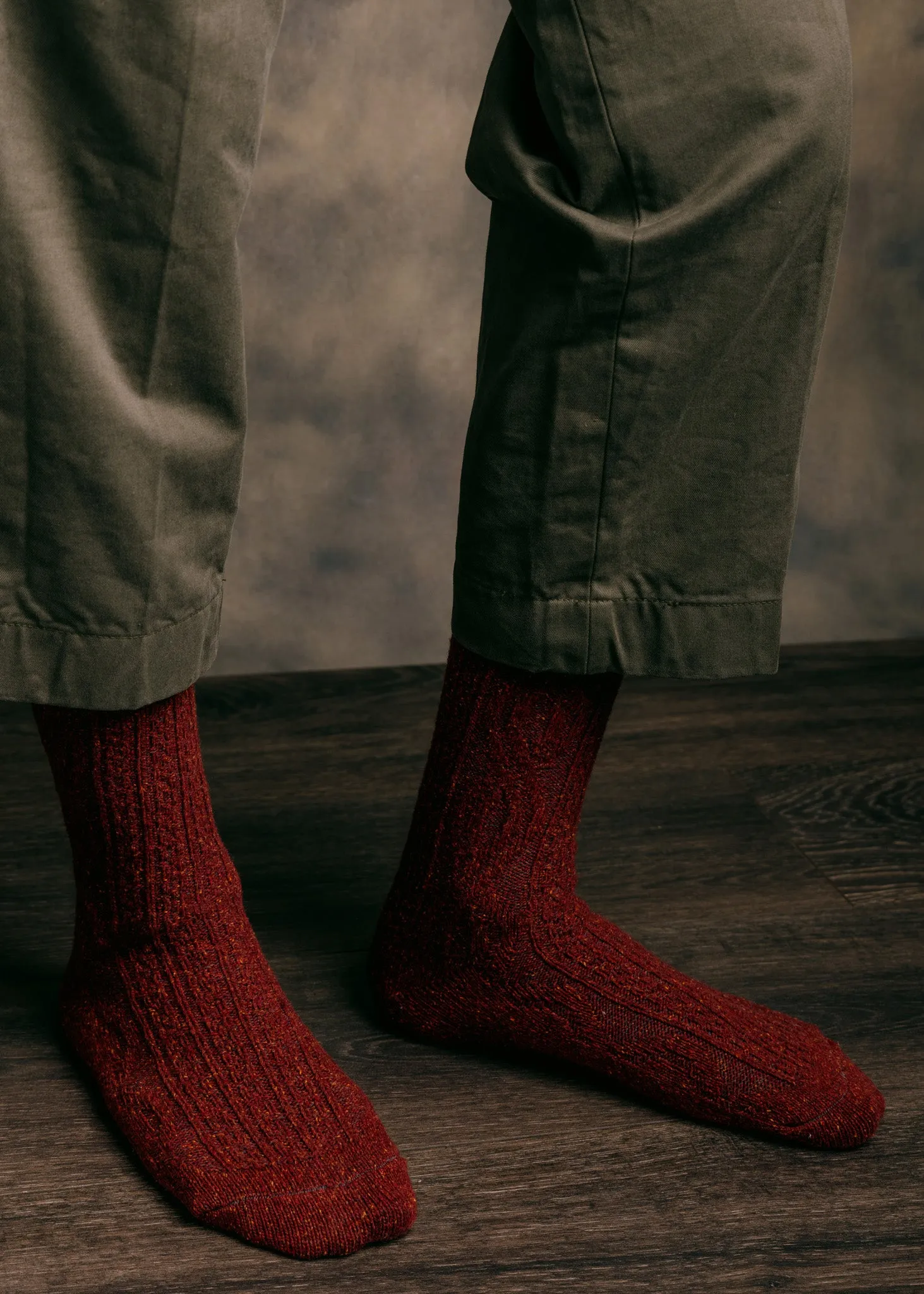 Wool Silk Cable Knit Sock