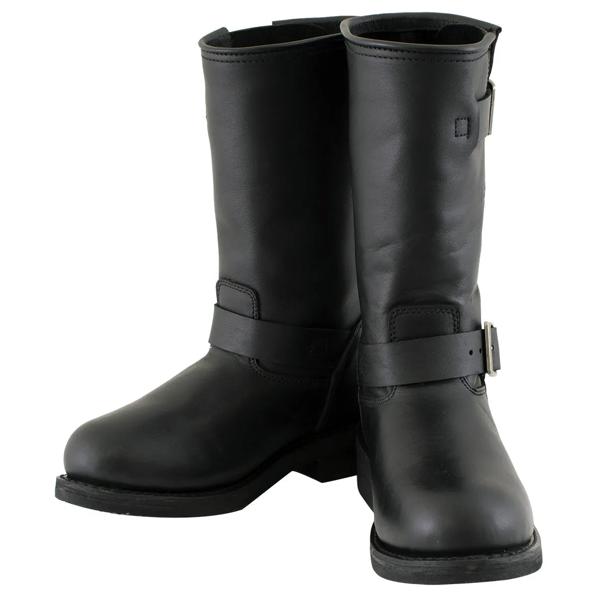 Xelement 2440 Women's Classic Black Leather Advanced Engineer Motorcycle Biker Boots