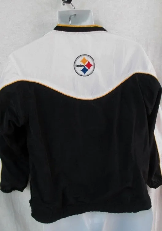 YOUTH BOYS NFL PITTSBURGH STEELERS Nylon Long Sleeve FOOTBALL Jersey Top BLACK WHITE M