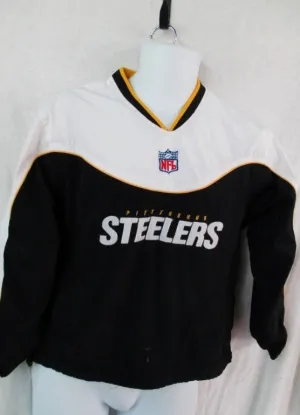 YOUTH BOYS NFL PITTSBURGH STEELERS Nylon Long Sleeve FOOTBALL Jersey Top BLACK WHITE M